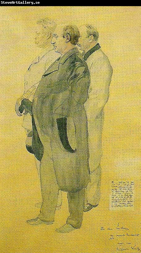 Carl Larsson portratt av lektor bjorkman, rektor lundberg och lektor borgstedt